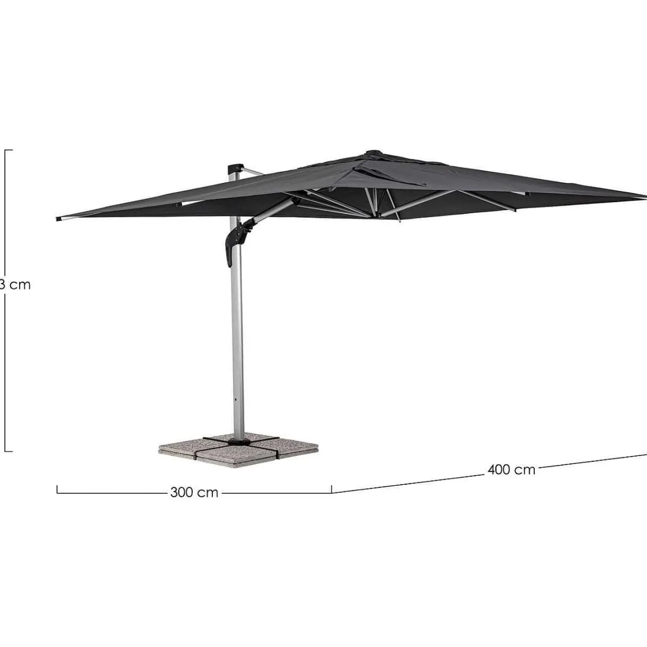 mutoni lifestyle Ampelschirm Aries Grau 400X300> Freiarmschirme