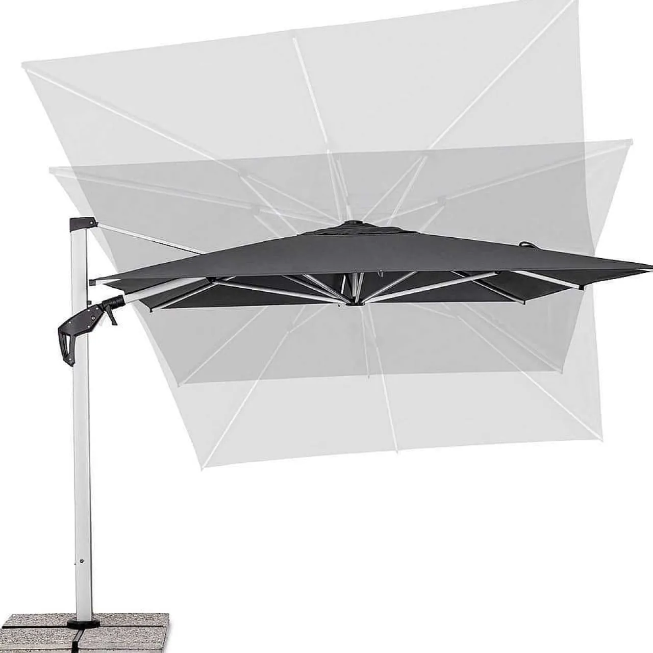 mutoni lifestyle Ampelschirm Aries Grau 400X300> Freiarmschirme