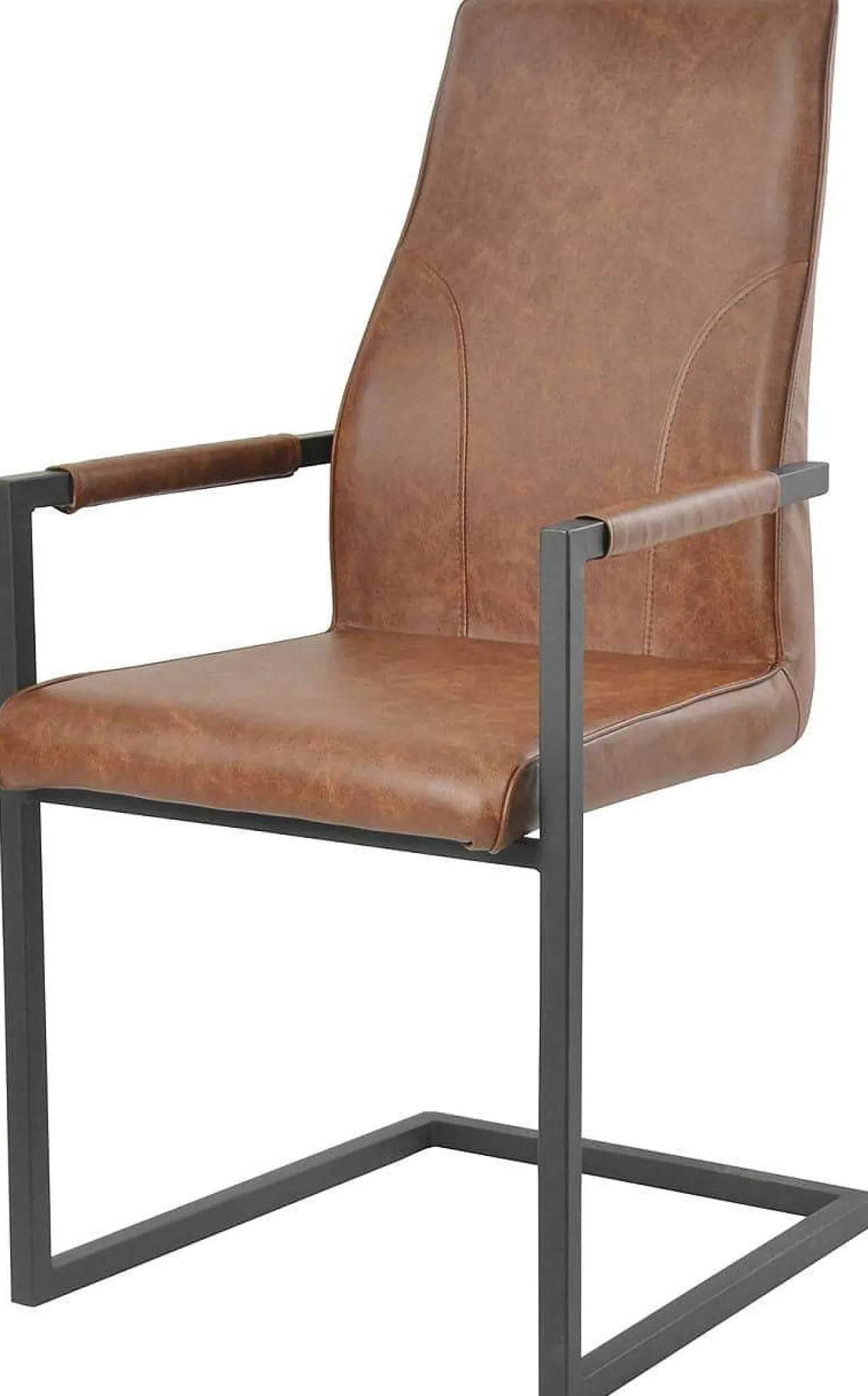 mutoni casual Armlehnstuhl Kunstleder Hellbraun (2Er-Set)> Freischwinger