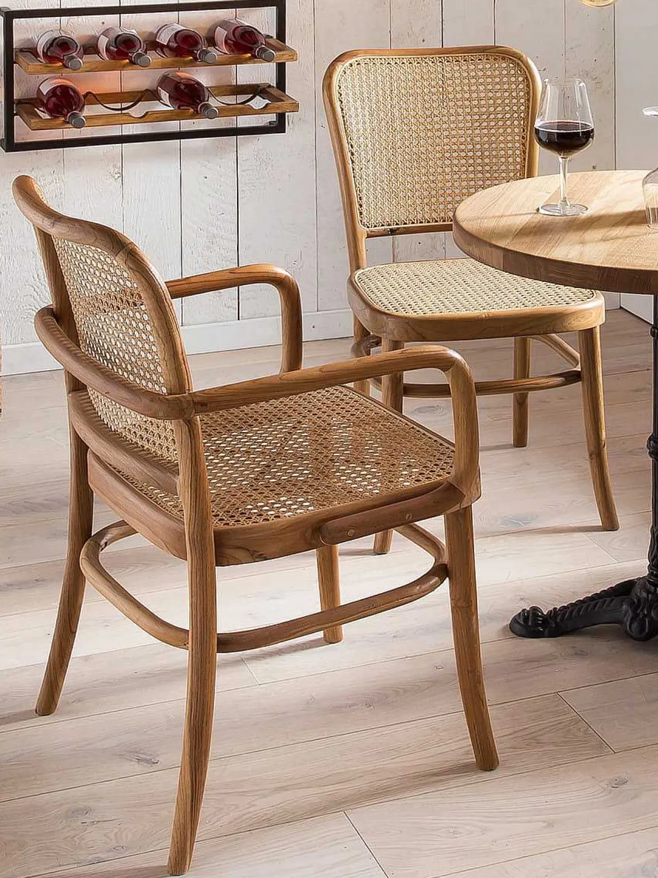 mutoni sweet home Armlehnstuhl Rattan Teak Braun> Holzstühle