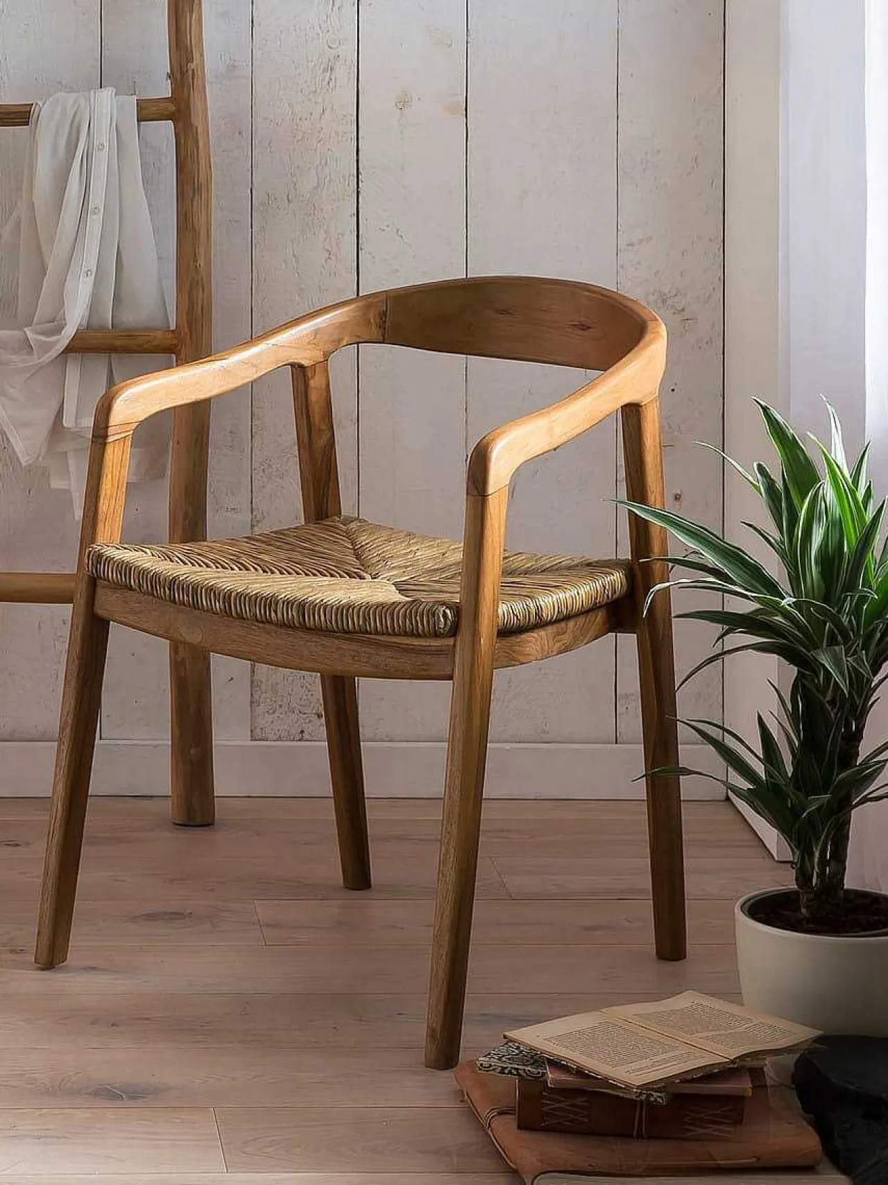 mutoni sweet home Armlehnstuhl Rattan Teak> Holzstühle