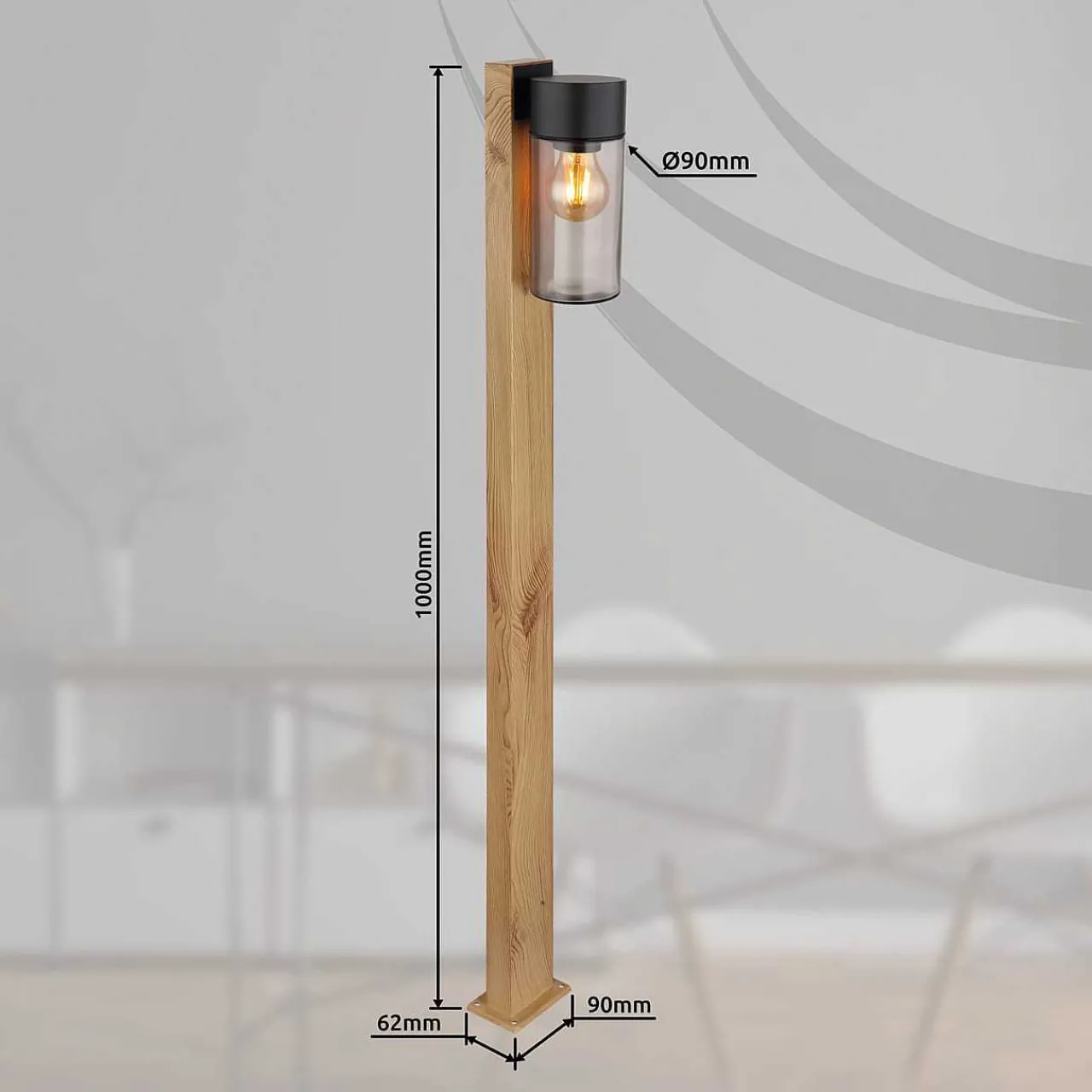 mutoni light Aussenleuchte Etsi Edelstahl Holzoptik 1Xe27 100> Stehleuchten Aussen