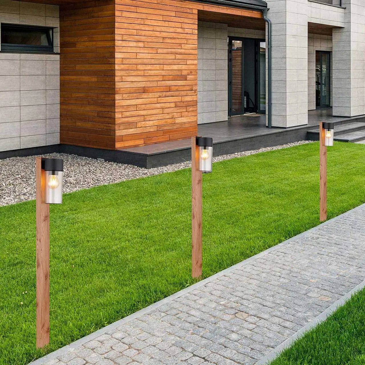 mutoni light Aussenleuchte Etsi Edelstahl Holzoptik 1Xe27 100> Stehleuchten Aussen