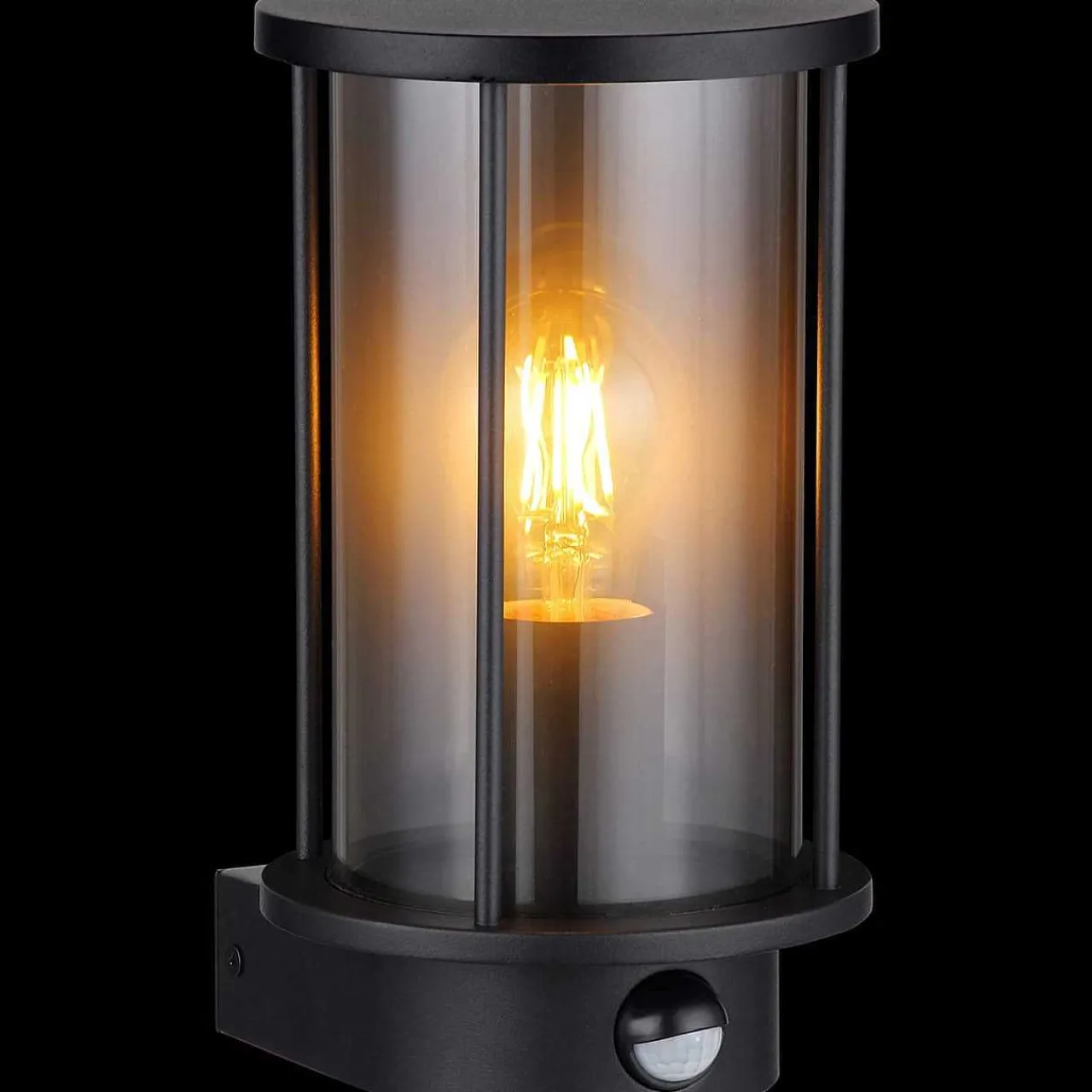 mutoni light Aussenleuchte Gracey Edelstahl Glas Schwarz Matt 1Xe27> Wandleuchten Aussen