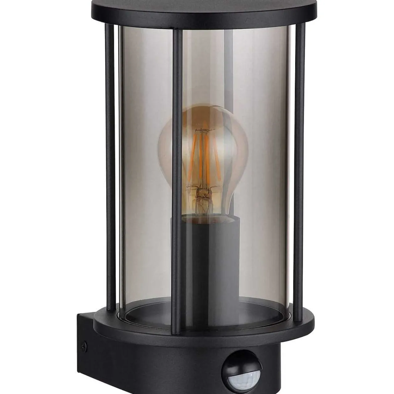 mutoni light Aussenleuchte Gracey Edelstahl Glas Schwarz Matt 1Xe27> Wandleuchten Aussen