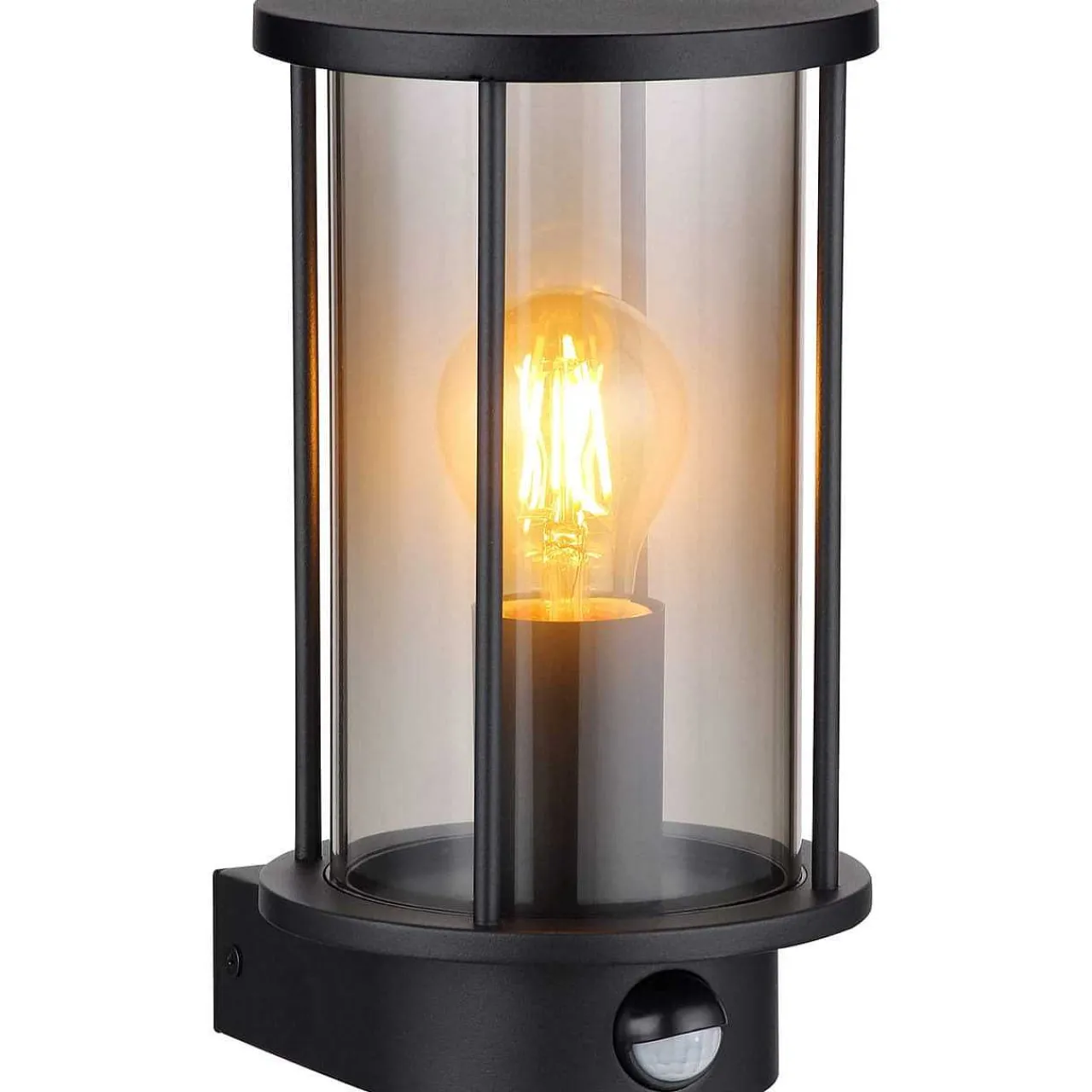 mutoni light Aussenleuchte Gracey Edelstahl Glas Schwarz Matt 1Xe27> Wandleuchten Aussen