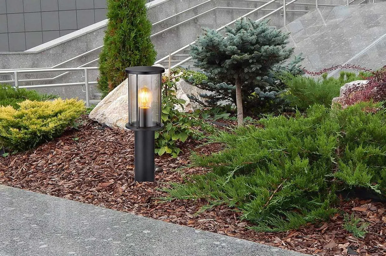 mutoni light Aussenleuchte Gracey Edelstahl Schwarz Matt 1Xe27 45> Bodenleuchten Aussen