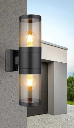 mutoni light Aussenleuchte Xeloo Edelstahl Schwarz 2Xe27><noscript><img width=