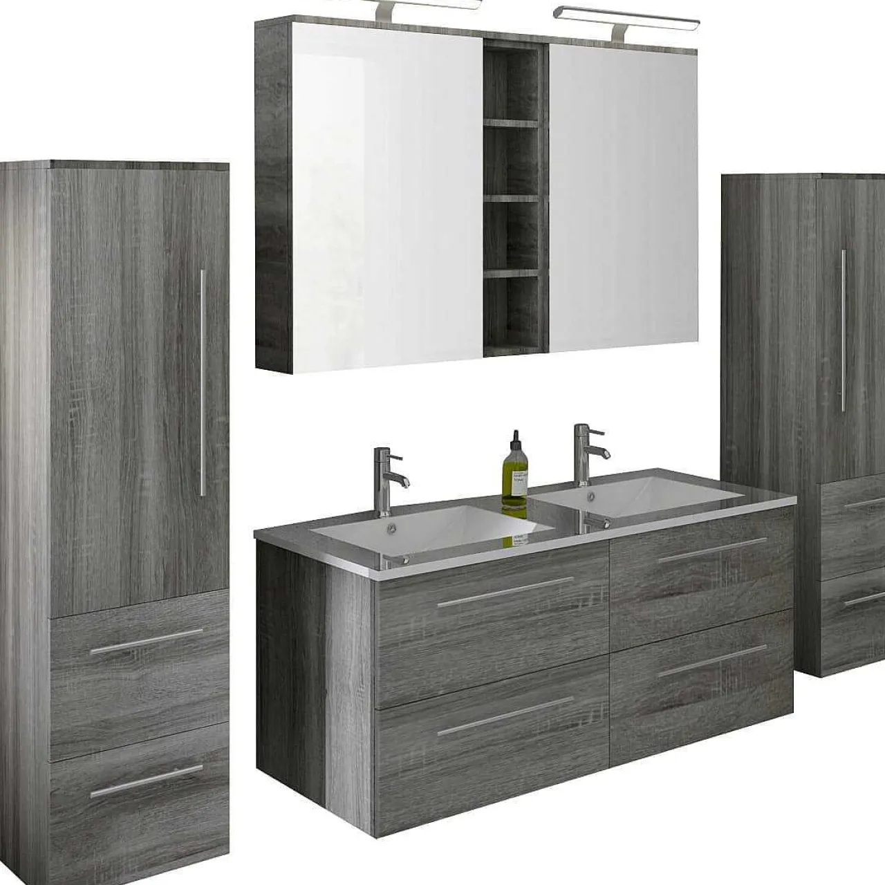 mutoni casual Badezimmer-Set Eiche Grau 120 (4-Teilig)> Badezimmermöbel-Sets