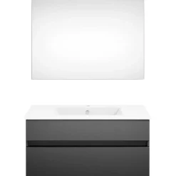 KISS Badezimmerset Mit Flachenspiegel Cosmos Grey 90><noscript><img width=