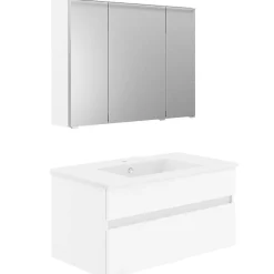 KISS Badezimmerset Mit Spiegelschrank Polarweiss 90><noscript><img width=