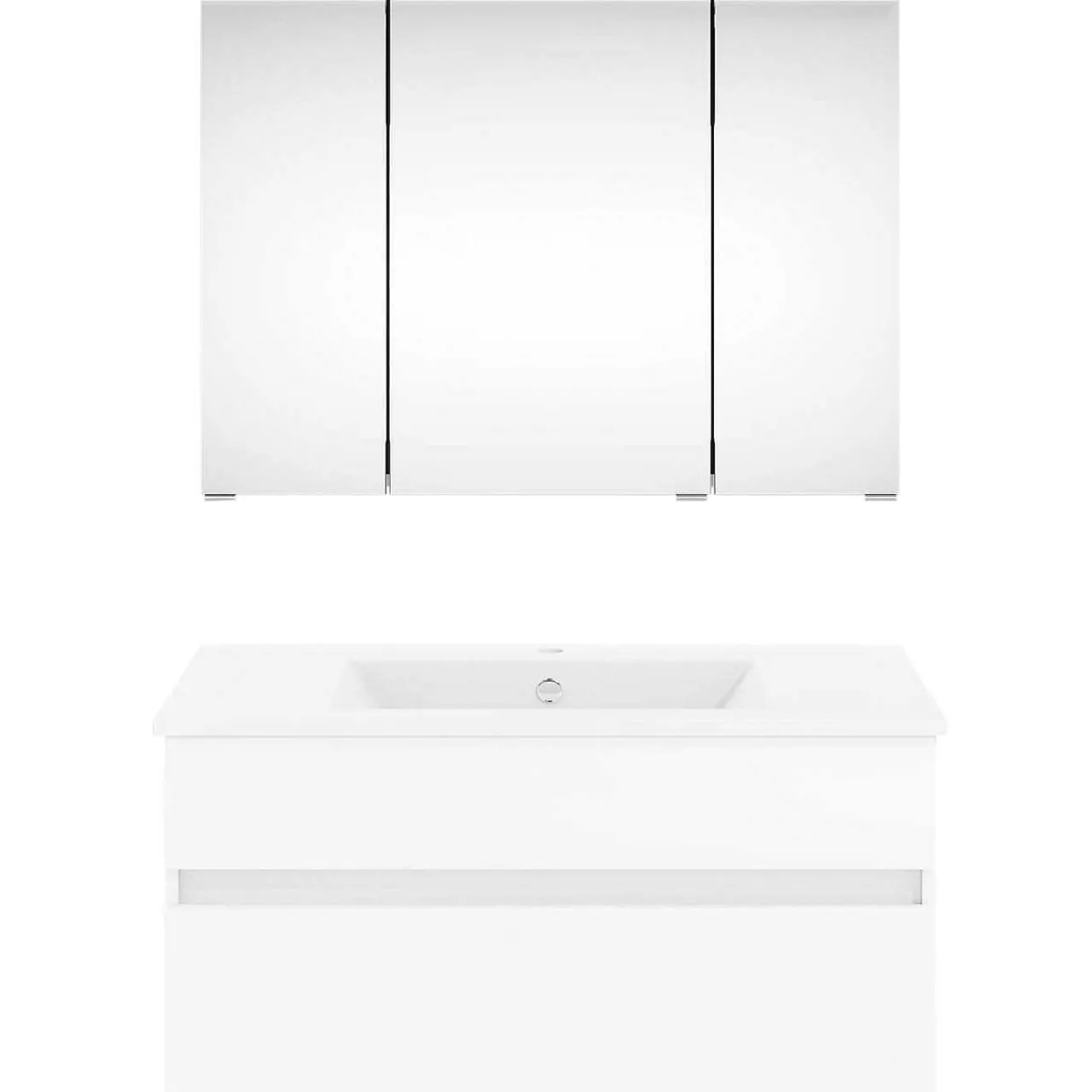 KISS Badezimmerset Mit Spiegelschrank Polarweiss 90> Badezimmermöbel-Sets