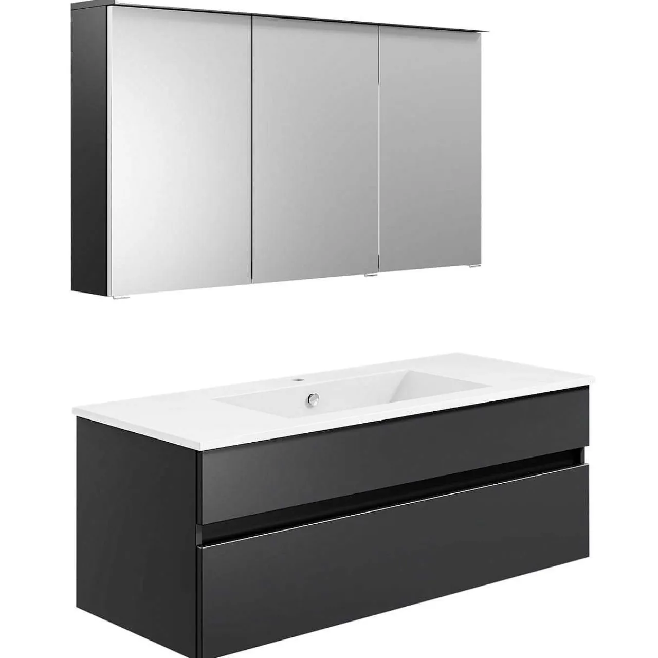 KISS Badezimmerset Mit Spiegelschrank Cosmos Grey 120> Badezimmermöbel-Sets