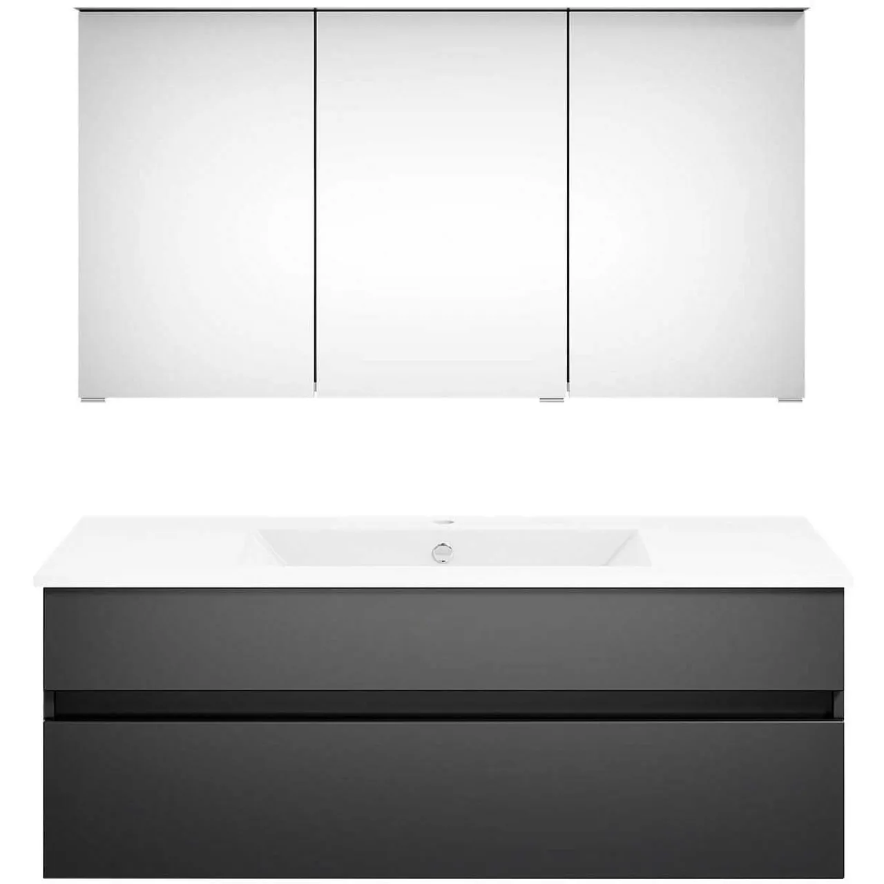 KISS Badezimmerset Mit Spiegelschrank Cosmos Grey 120> Badezimmermöbel-Sets