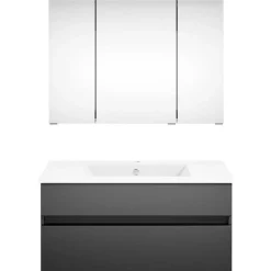 KISS Badezimmerset Mit Spiegelschrank Cosmos Grey 90><noscript><img width=