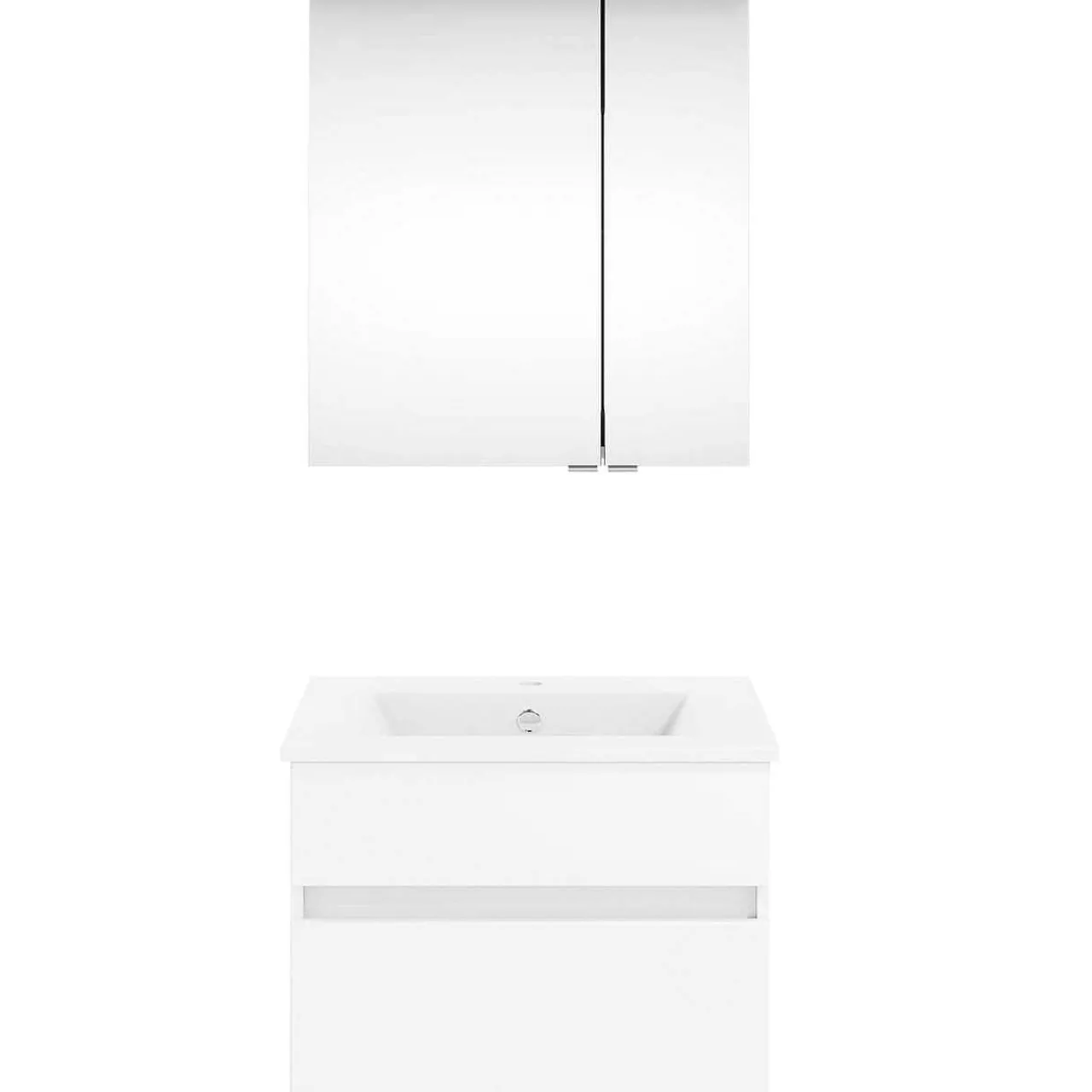 KISS Badezimmerset Mit Spiegelschrank Polarweiss 60> Badezimmermöbel-Sets