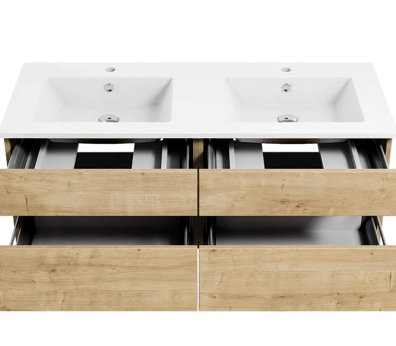 KISS Badezimmerset Mit Spiegelschrank Eiche Natur Doppel 120> Badezimmermöbel-Sets