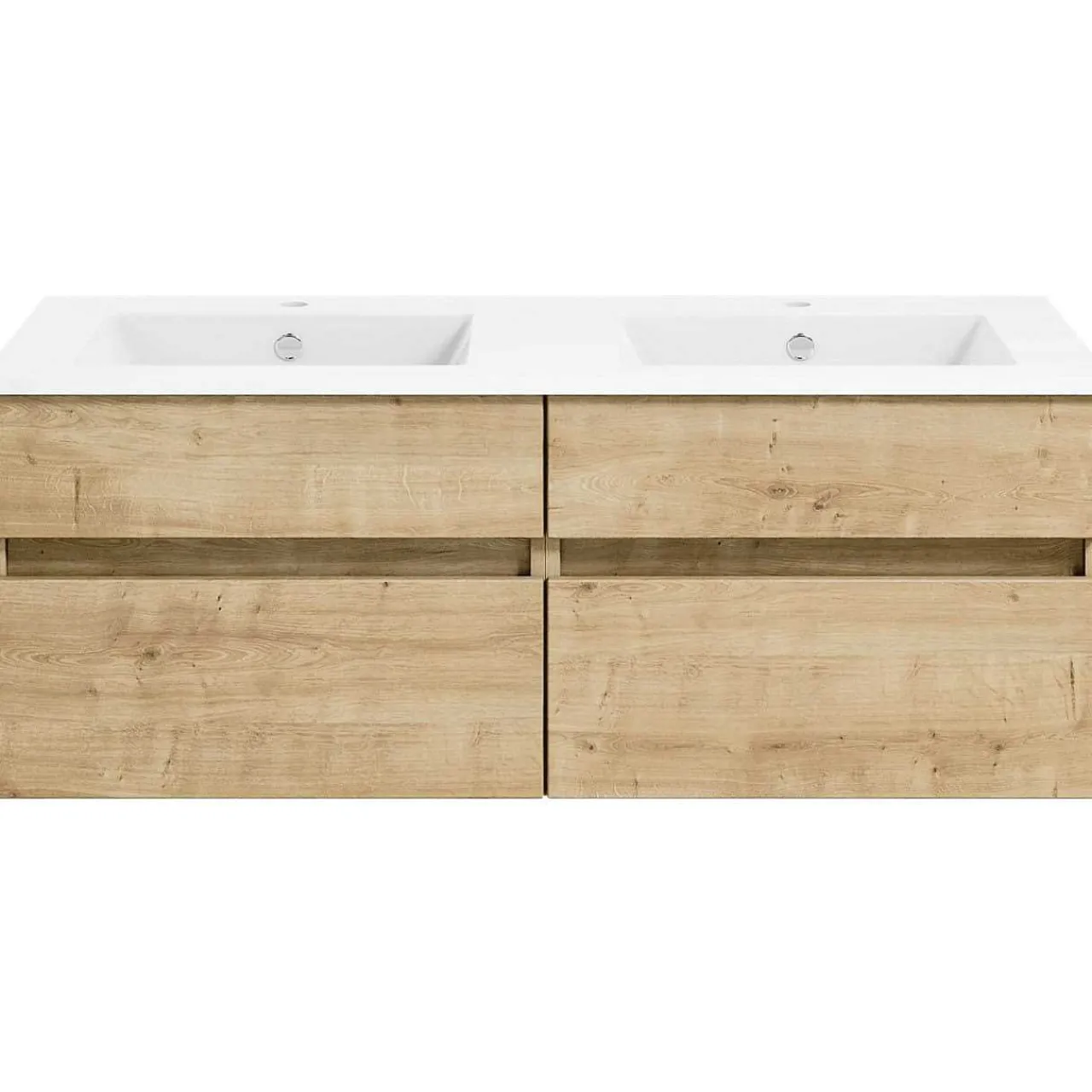 KISS Badezimmerset Mit Spiegelschrank Eiche Natur Doppel 120> Badezimmermöbel-Sets