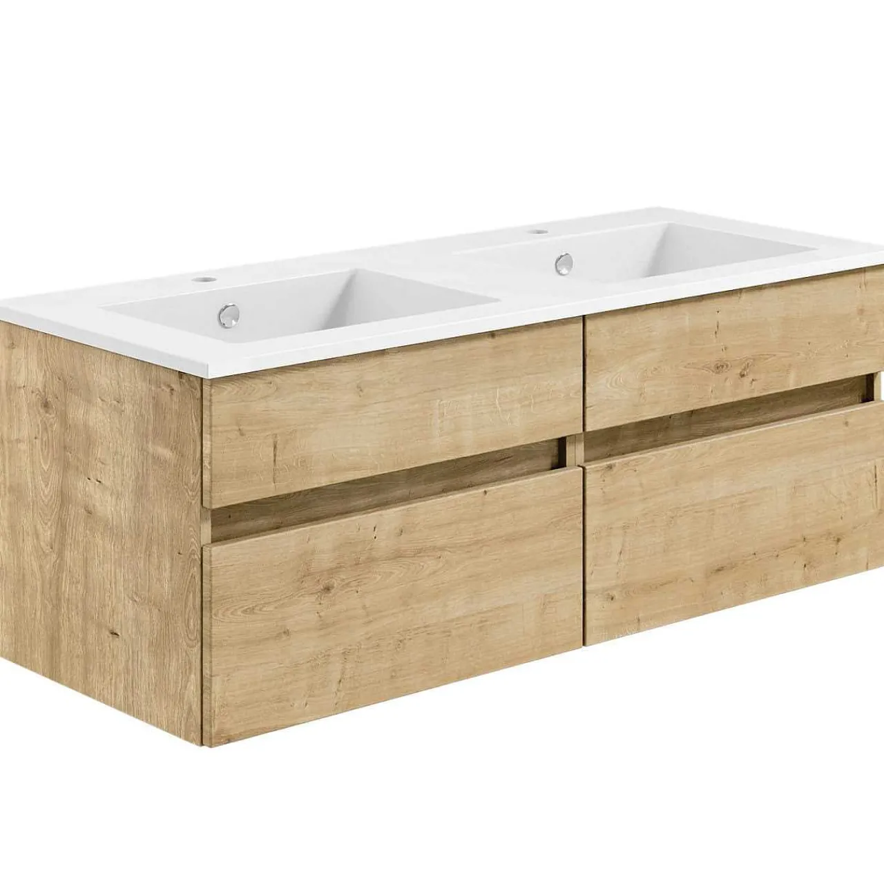 KISS Badezimmerset Mit Spiegelschrank Eiche Natur Doppel 120> Badezimmermöbel-Sets