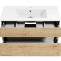 KISS Badezimmerset Mit Spiegelschrank Eiche Natur 90> Badezimmermöbel-Sets