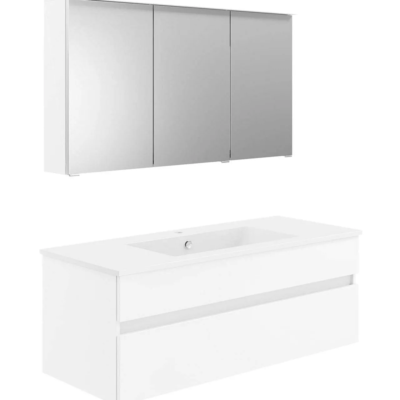 KISS Badezimmerset Mit Spiegelschrank Polarweiss 120> Badezimmermöbel-Sets