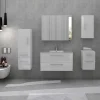 mutoni casual Badezimmer-Set Weiss Hochglanz 90Cm 5-Tlg> Badezimmermöbel-Sets