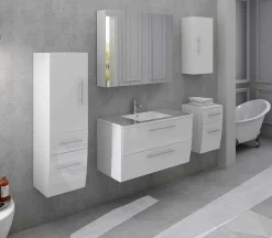 mutoni casual Badezimmer-Set Weiss Hochglanz 90Cm 5-Tlg> Badezimmermöbel-Sets