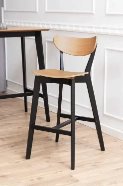 mutoni scandi Barhocker Enrico Rubberwood Natur Schwarz 105 (1 Stuck)><noscript><img width=