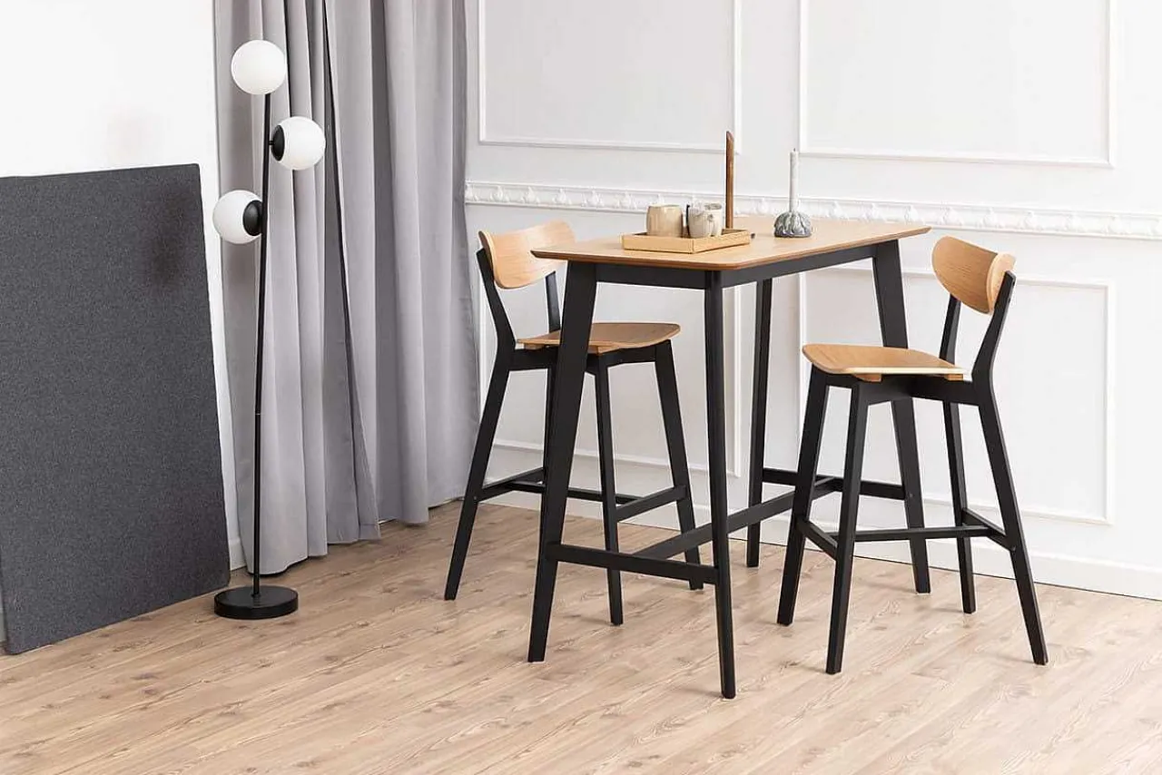 mutoni scandi Barhocker Enrico Rubberwood Natur Schwarz 105 (1 Stuck)> Barhocker & Barstühle