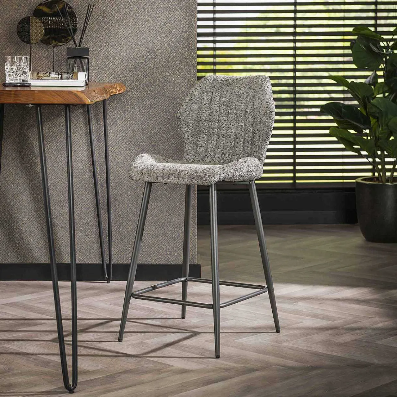 mutoni industrial Barstuhl Boucle Grau> Barhocker & Barstühle