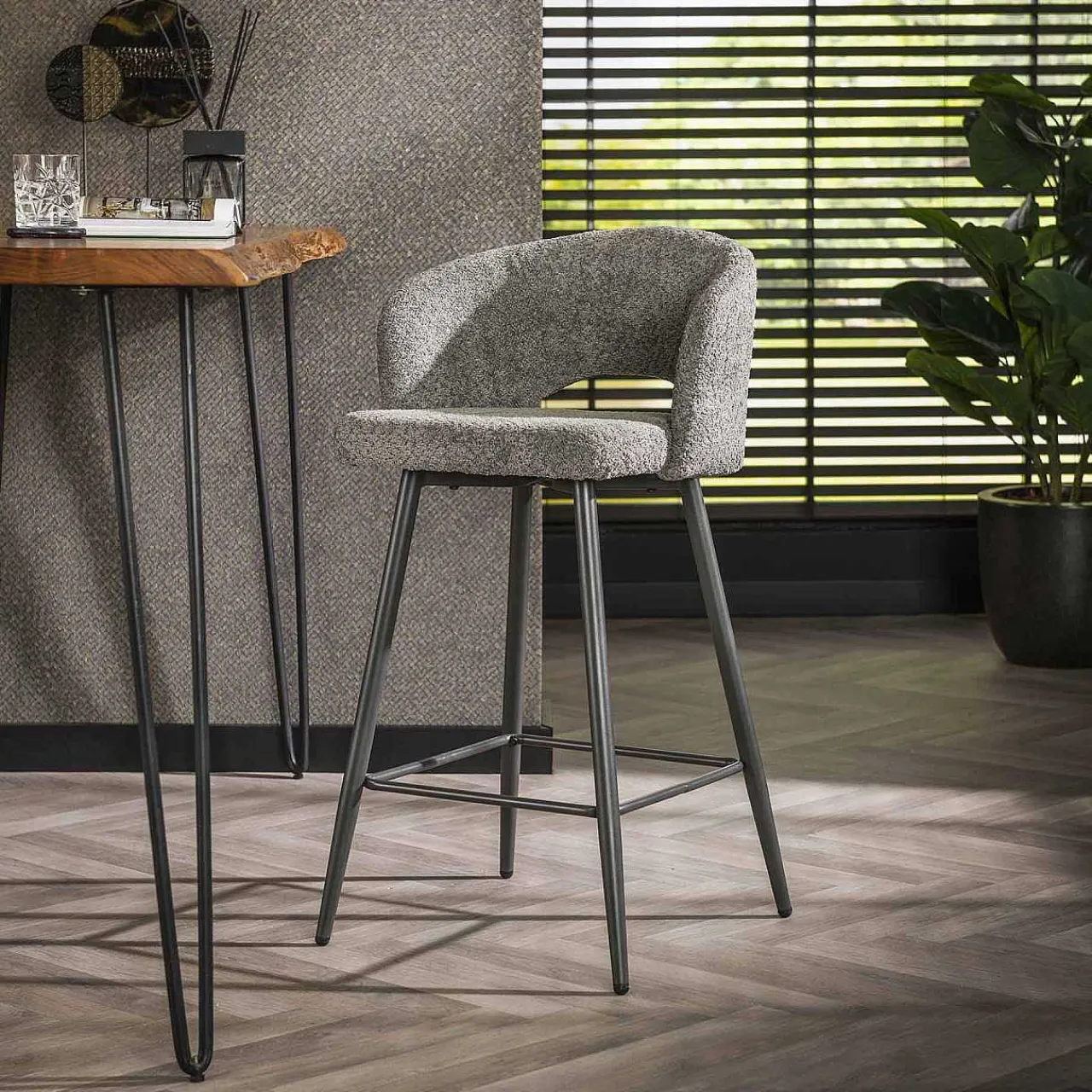 mutoni industrial Barstuhl Boucle Salon Grau> Barhocker & Barstühle
