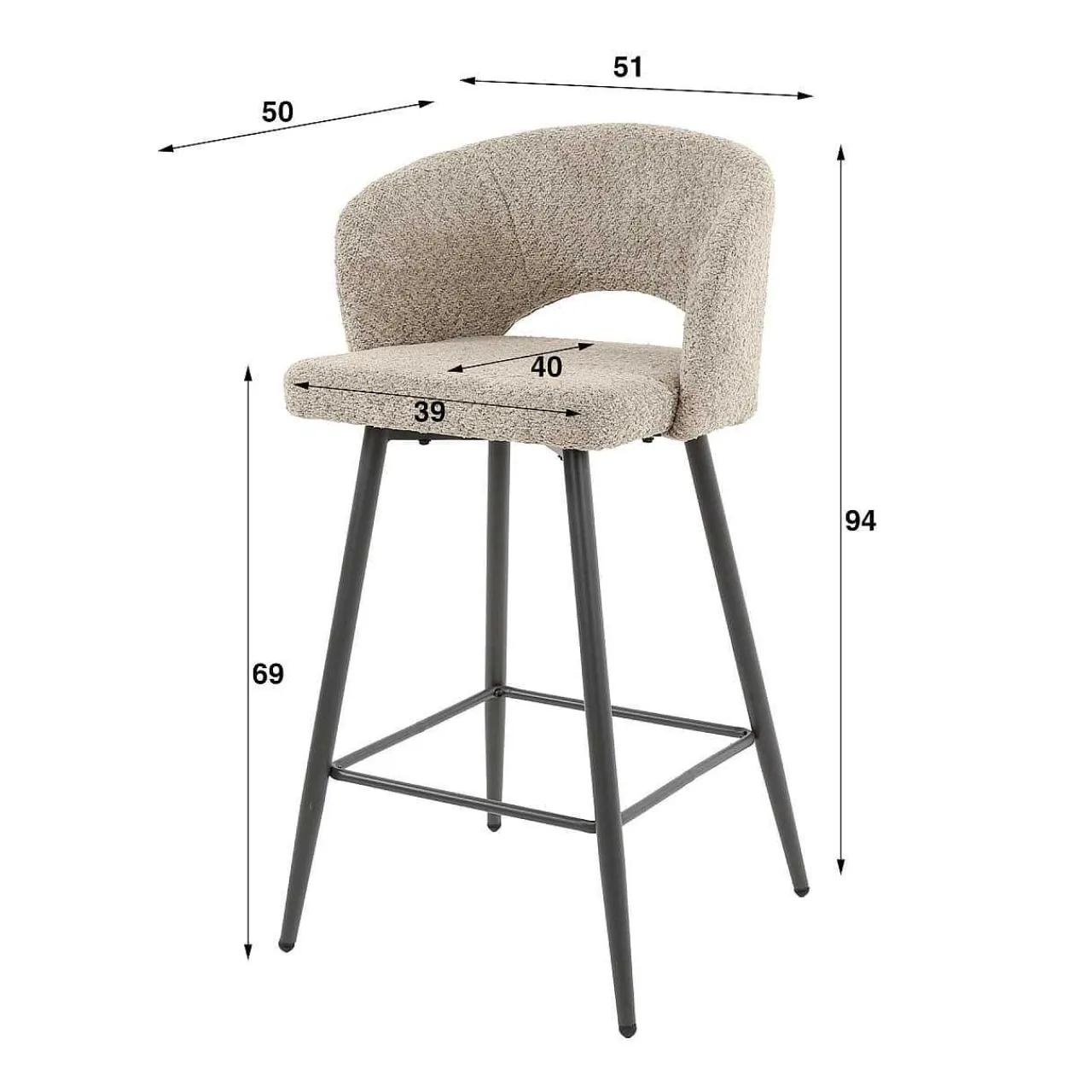 mutoni industrial Barstuhl Boucle Salon Sand> Barhocker & Barstühle