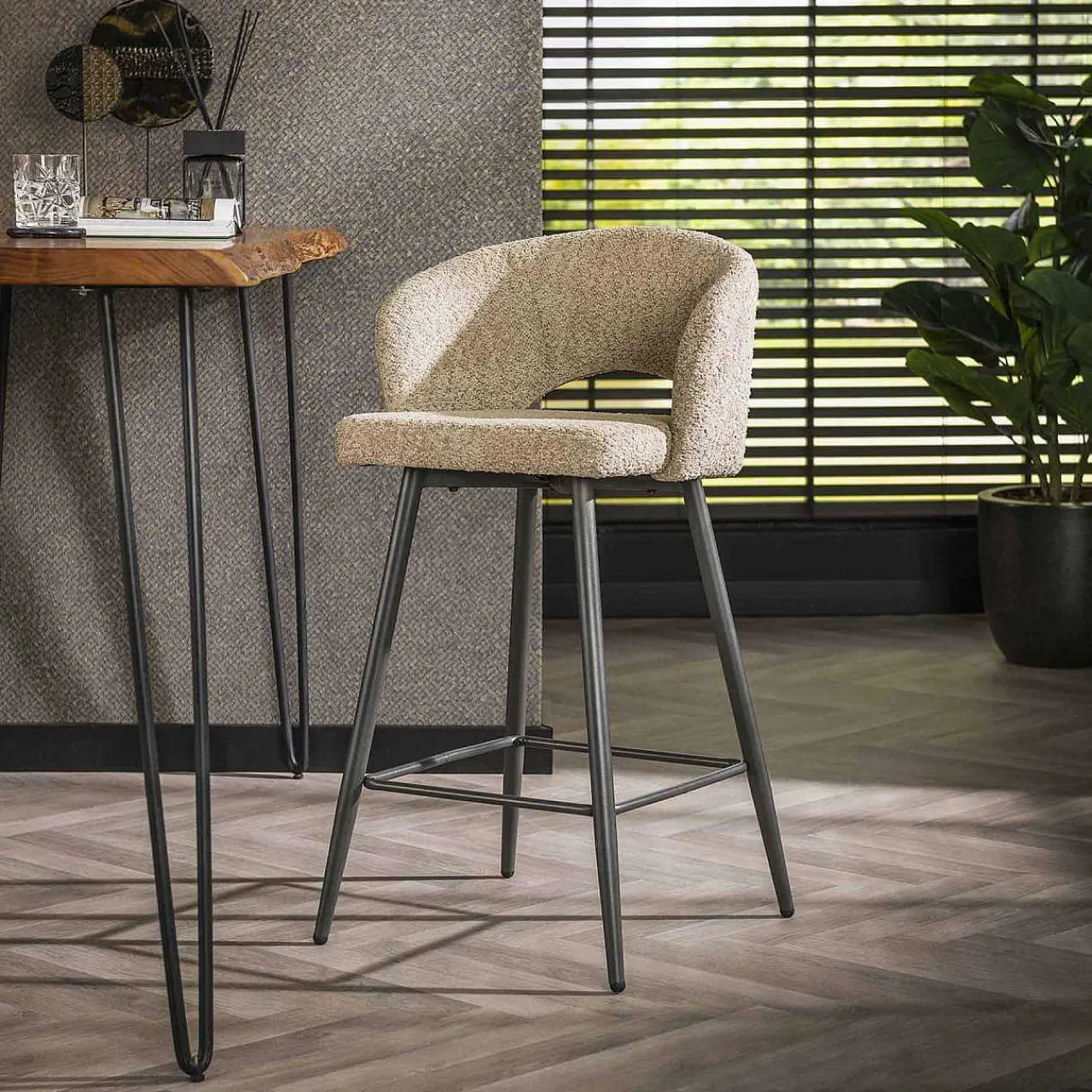 mutoni industrial Barstuhl Boucle Salon Sand> Barhocker & Barstühle
