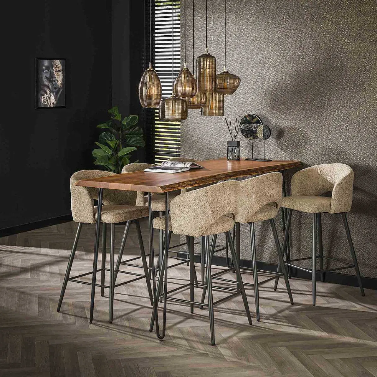 mutoni industrial Barstuhl Boucle Salon Sand> Barhocker & Barstühle