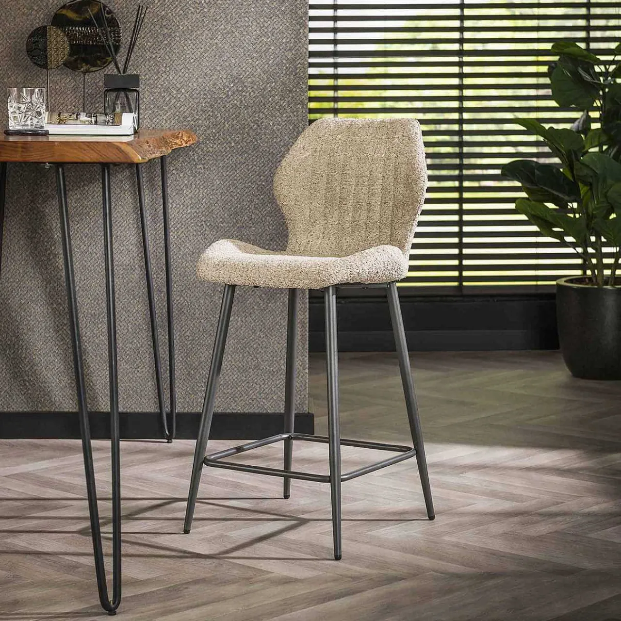 mutoni industrial Barstuhl Boucle Sand> Barhocker & Barstühle
