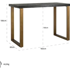 Richmond Interiors Bartisch Blackbone Schwarz Messing 106> Bartische