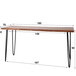 mutoni industrial Bartisch Edge 180 Akazie Massiv Natur><noscript><img width=