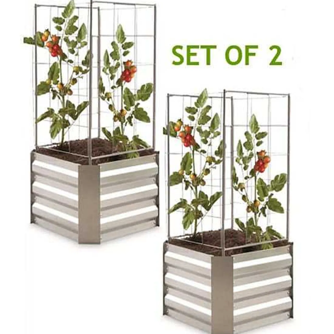 mutoni pleasure Beetumrandung Dahlia Stahl Silber (2-Er Set)> Gartenvasen Und Pflanzkübel