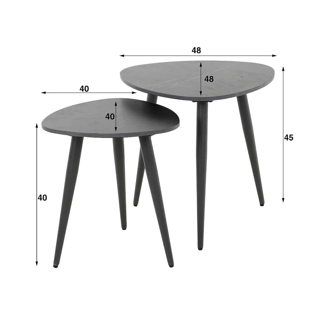 mutoni industrial Beistelltisch Dreieckform Keramik Schwarz (2Er-Set)> Beistelltische