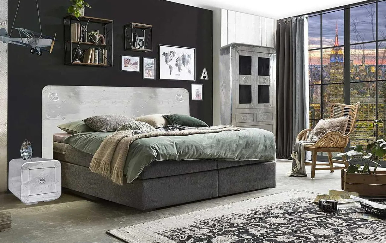mutoni sweet home Bett-Kopfteil Aero Mangoholz Aluminium Silber 220> Betten
