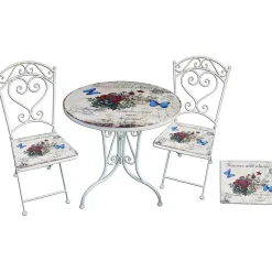 mutoni pleasure Bistro-Set Floral Stahl Altweiss> Balkon-Sets