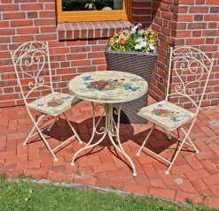 mutoni pleasure Bistro-Set Floral Stahl Altweiss> Balkon-Sets