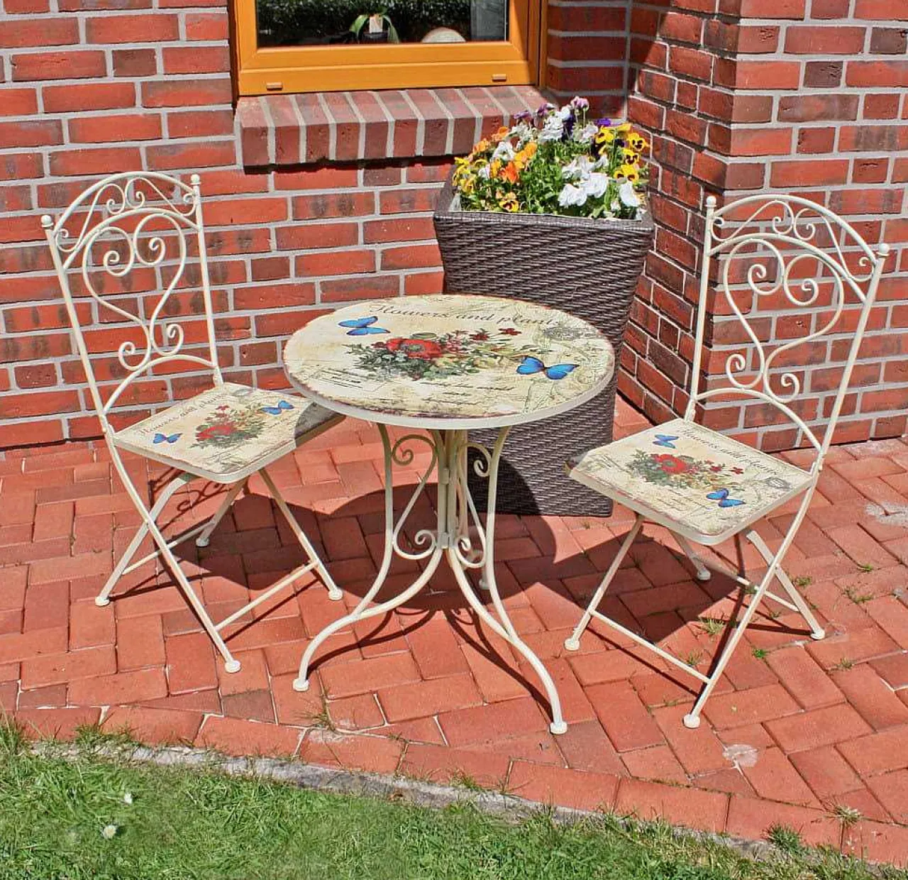 mutoni pleasure Bistro-Set Floral Stahl Altweiss> Balkon-Sets