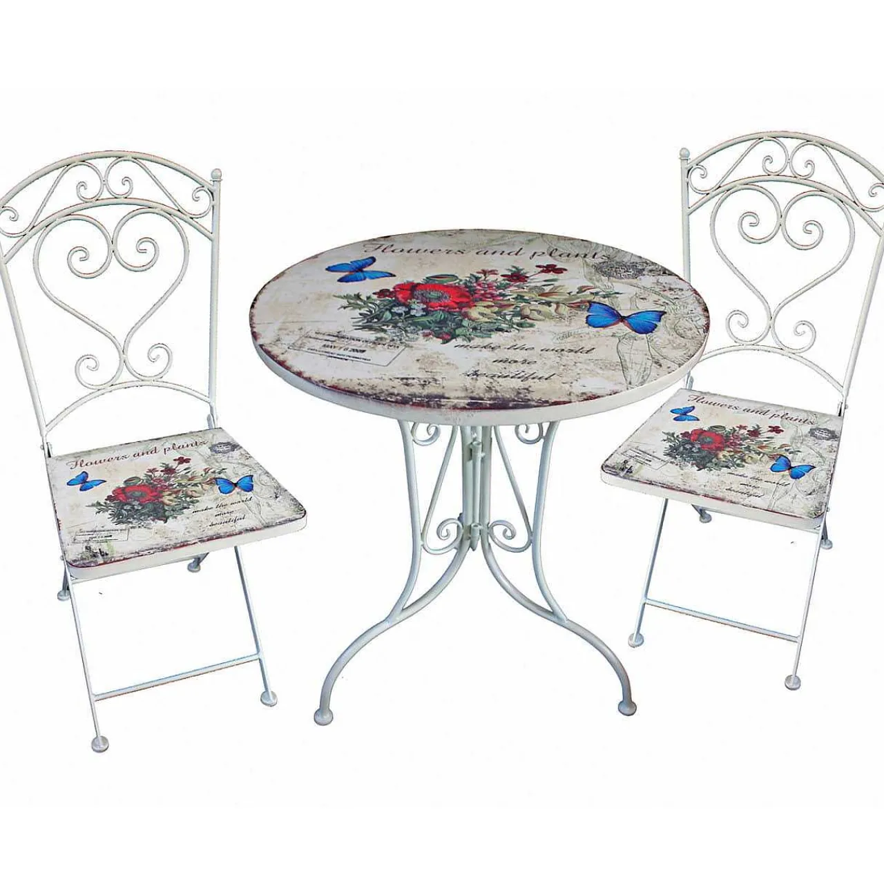 mutoni pleasure Bistro-Set Floral Stahl Altweiss> Balkon-Sets