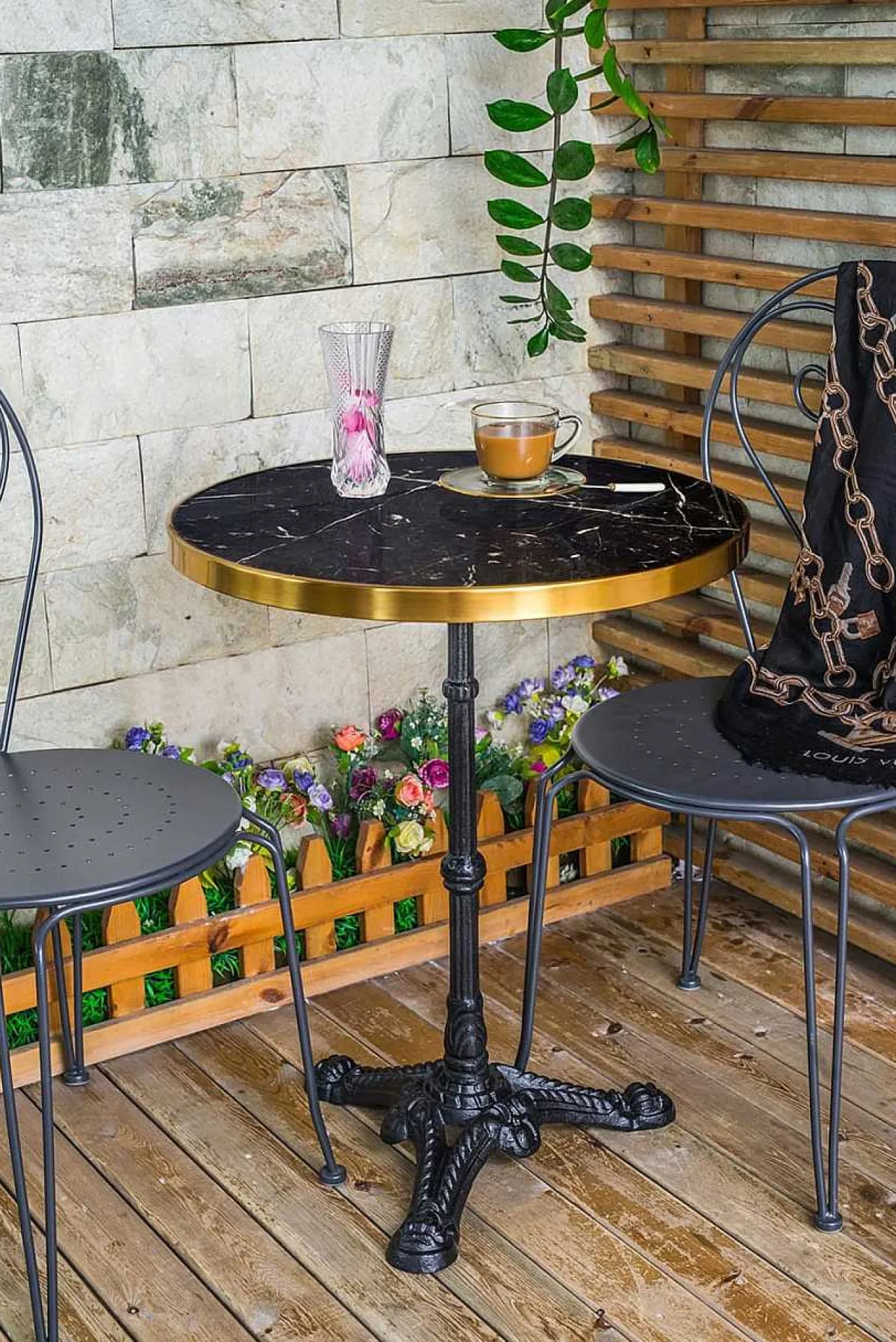 mutoni sweet home Bistrotisch Marmor Rund Schwarz 57X57> Bistrotische