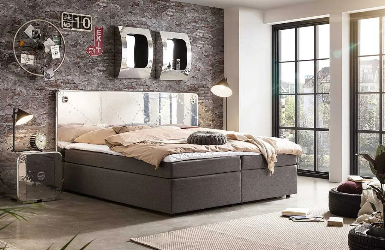 mutoni sweet home Boxspringbett Mit Kopfteil Aero Dunkelgrau 220> Betten