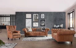 mutoni prime Chesterfield Ohrensessel Chelsea Braun> Ohrensessel