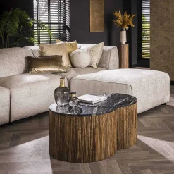mutoni industrial Couchtisch Half Moon Midnight Marmor (2Er-Set)> Wohnzimmer
