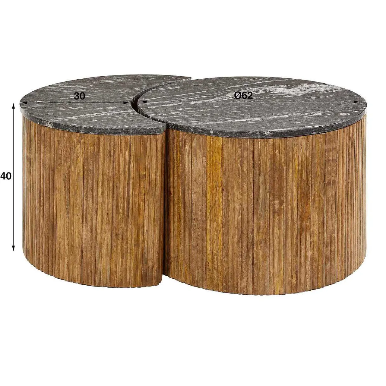 mutoni industrial Couchtisch Half Moon Midnight Marmor (2Er-Set)> Wohnzimmer