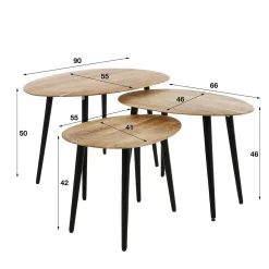mutoni industrial Couchtisch Organic Akazie Natur (3Er-Set)> Wohnzimmer